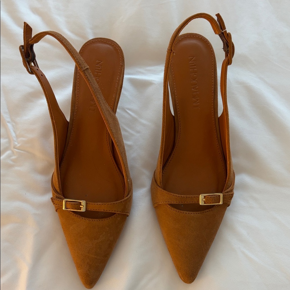 J. McLaughlin Brown Slingback Heels